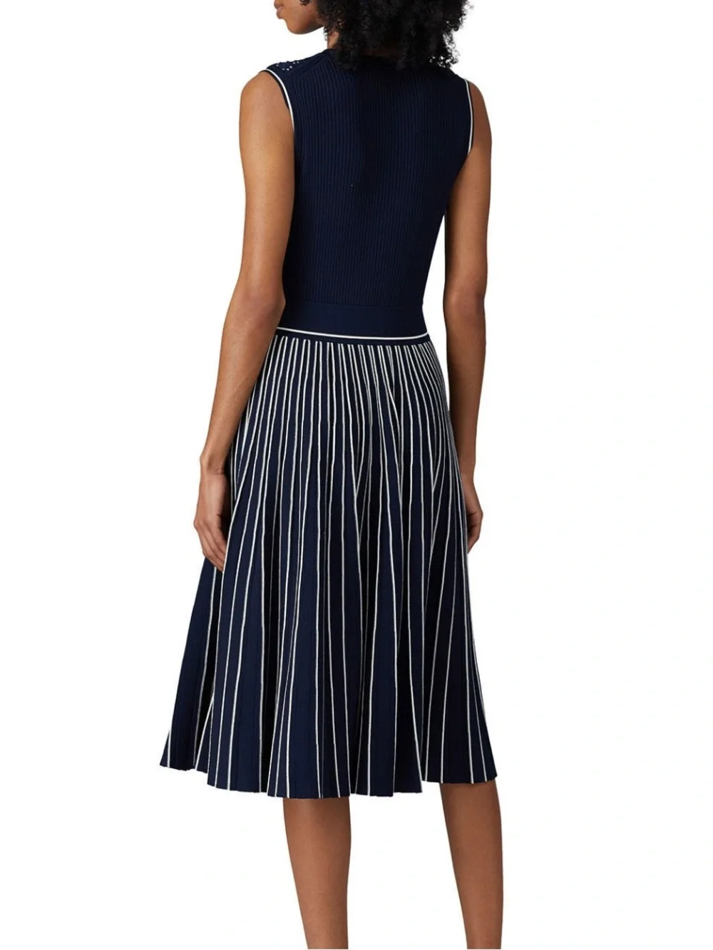 NWT Tory Burch Knit Pleated Sweater Dress in Navy/White, Size XS